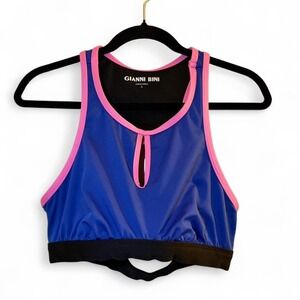 Gianni Bini Colorblock Racerback Sports Bra Crop Top Size L